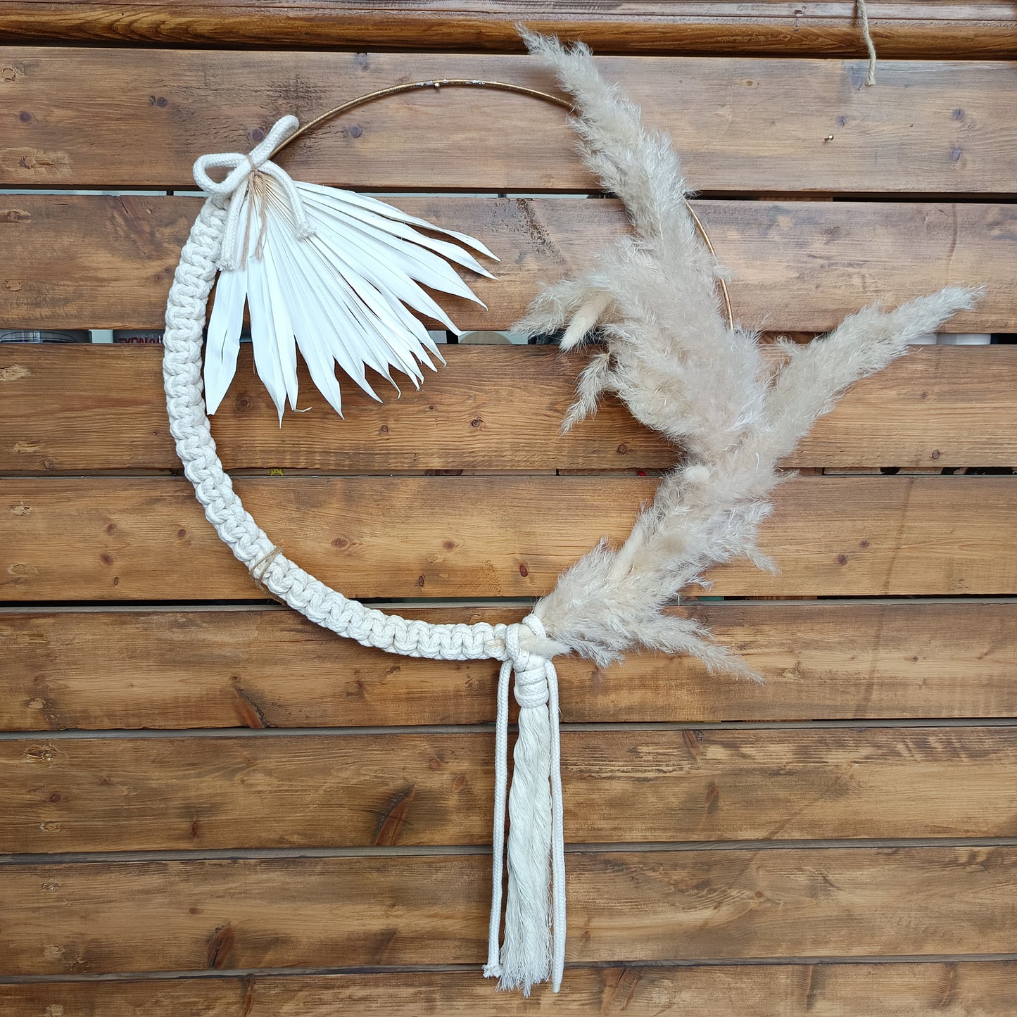 Στεφάνι Μακραμέ με φύλλα φοίνικα