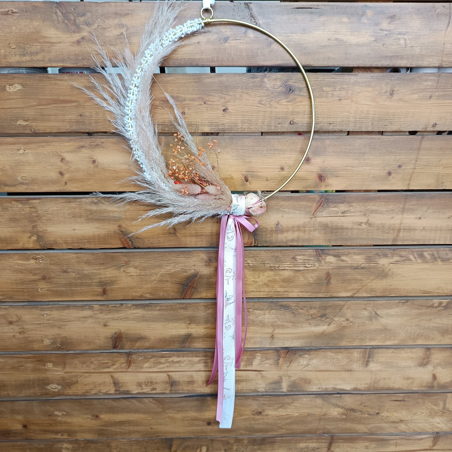 Στεφάνι διακοσμητικό από Ξηρά Λουλούδια