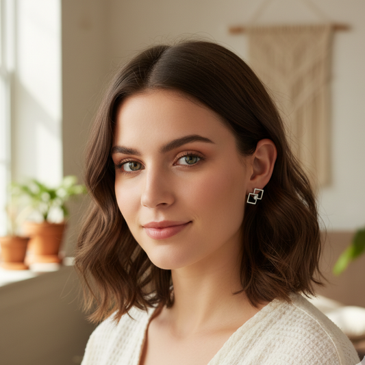 Σκουλαρίκια helix τετράγωνο με στρας