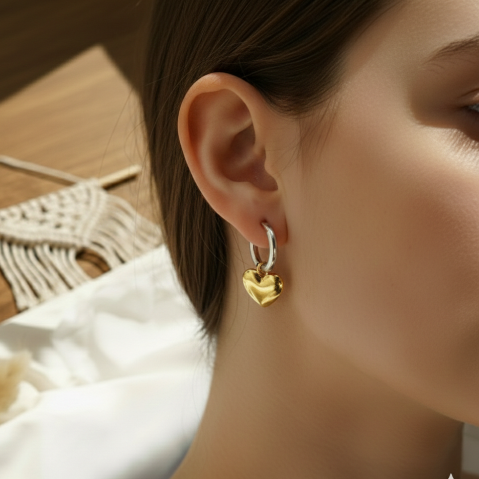 Σκουλαρίκια Κρίκοι με Καρδιές: Ένας Ρομαντικός Συνδυασμός