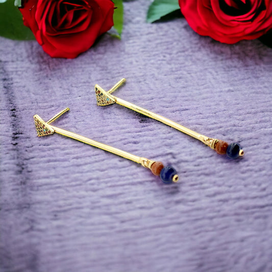 Μποέμ Σκουλαρίκια με Τρίγωνα και Πέτρες