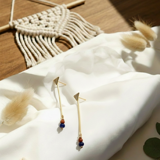 Μποέμ Σκουλαρίκια με Τρίγωνα και Πέτρες