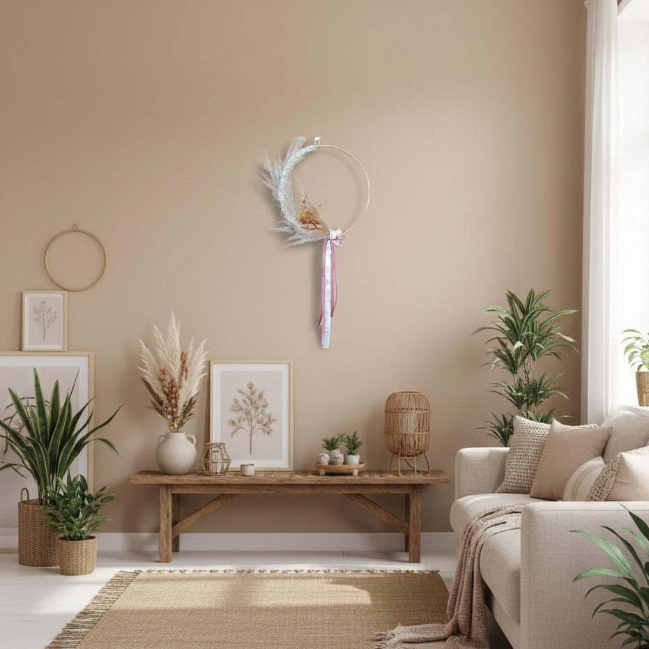 Στεφάνι διακοσμητικό από Ξηρά Λουλούδια