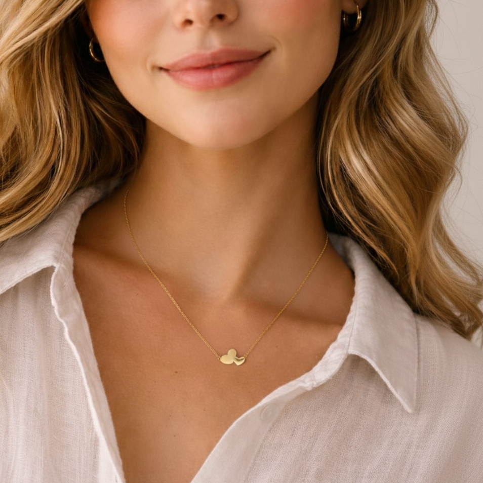 Κολιέ in corde διπλή καρδιά