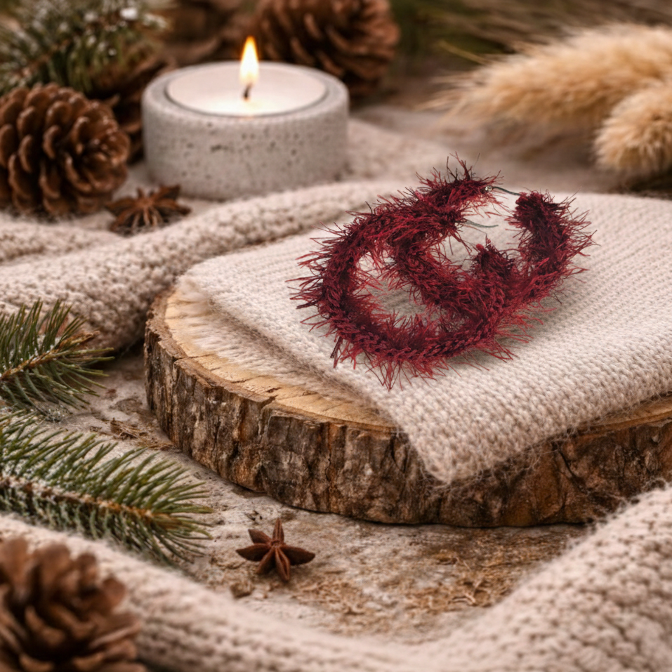 Φουντωτοί πλεκτοί Κρίκοι σε Βουργουνδί Τόνο