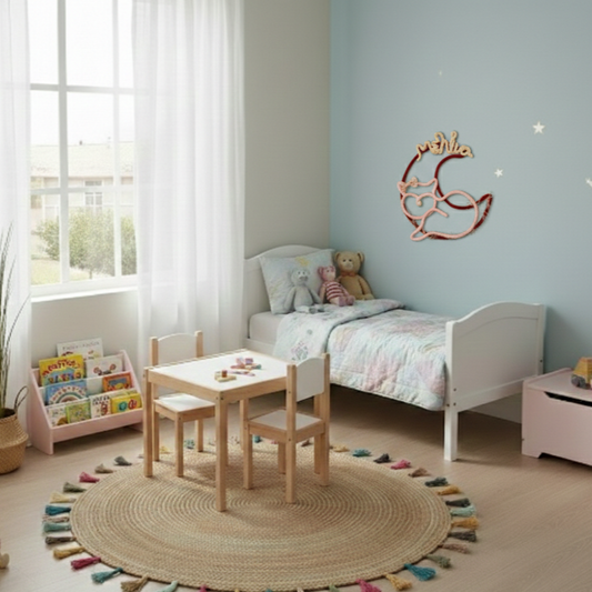 Διακοσμητικό Τοίχου με Γατάκι και Φεγγάρι: Προσωποποιημένο Δώρο