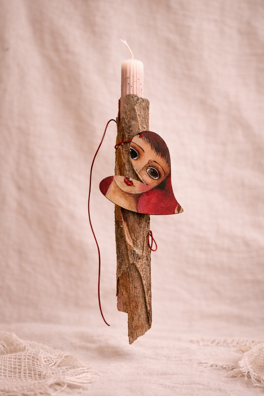 Λαμπάδα in corde φλούδα με κοπέλα καρδιά