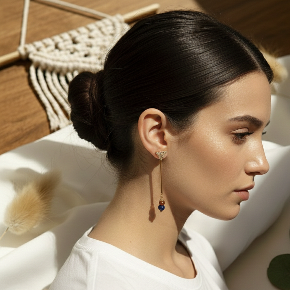 Μποέμ Σκουλαρίκια με Τρίγωνα και Πέτρες