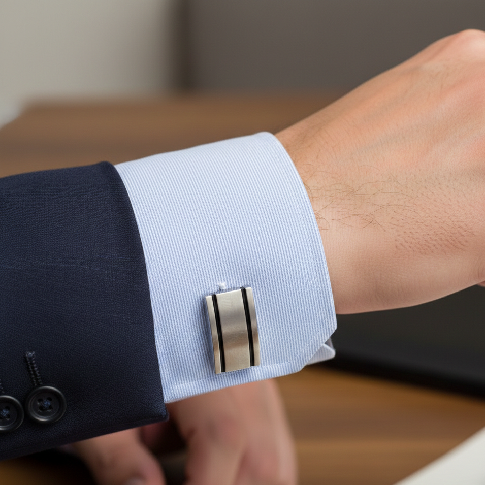 Μανικετόκουμπα in corde ριγέ